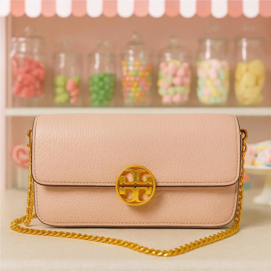 Tory Burch Chelsea Chain Mini Shoulder Bag - Pale Apricot Pink Leather