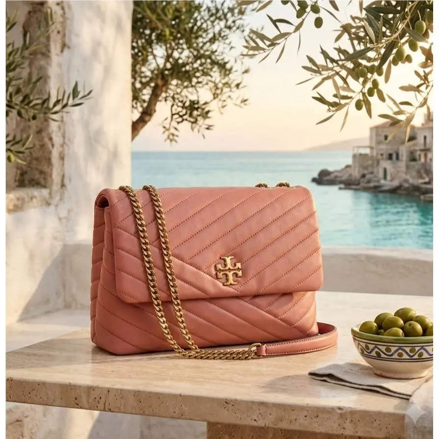 Kira Chevron Coral/salmon Pink Convertible/shoulder/crossbody Bag by Tory Burch