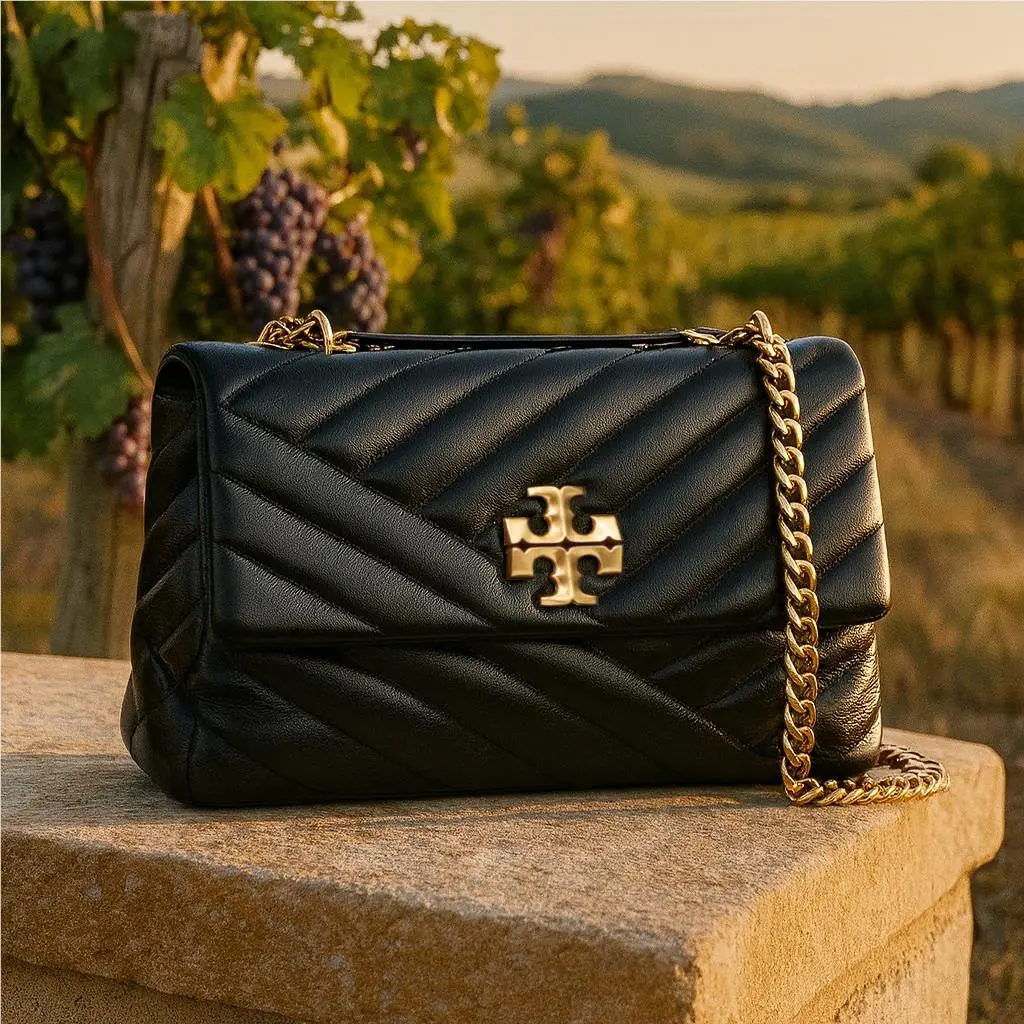 Tory Burch Kira Chevron Black Small Convertible Shoulder Bag/crossbody Bag