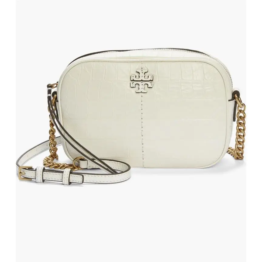Tory Burch Mcgraw Croc Embossed Leather Camera Bag White Package