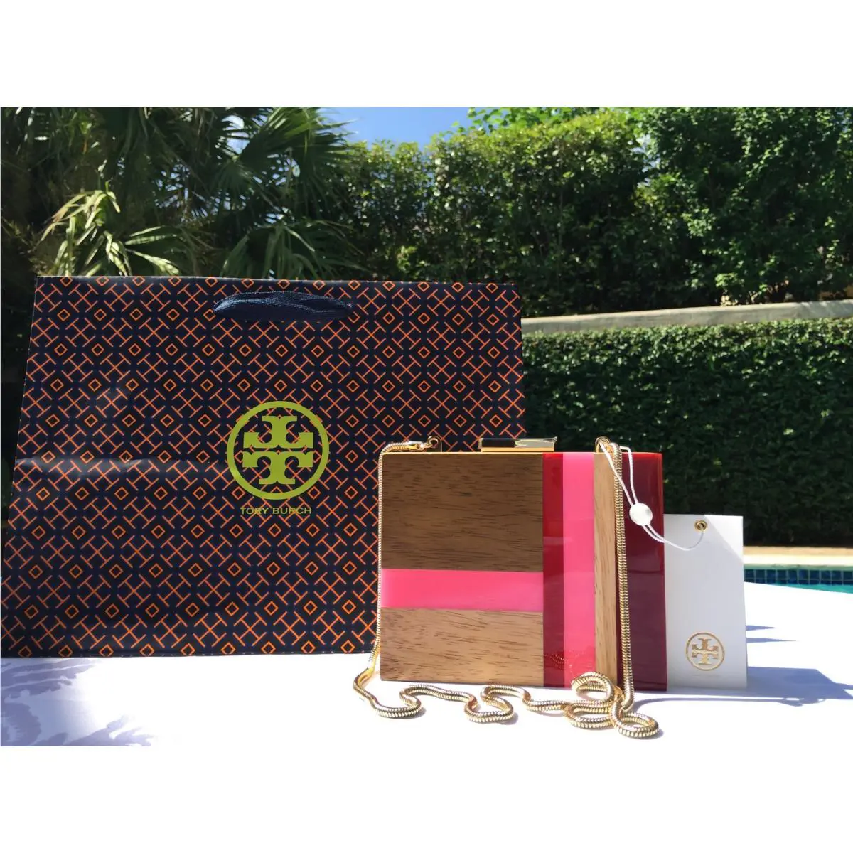 Tory Burch Color Cube Minaudiere Clutch Pink Multi Gift Bag