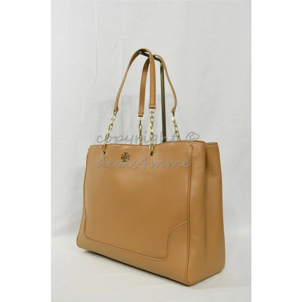 Tory Burch Carter Smooth Leather Tote in Aged Vachetta