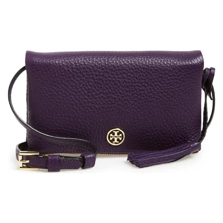 Tory Burch Robinson Leather Foldover Crossbody Bag Iris Purple Authentc