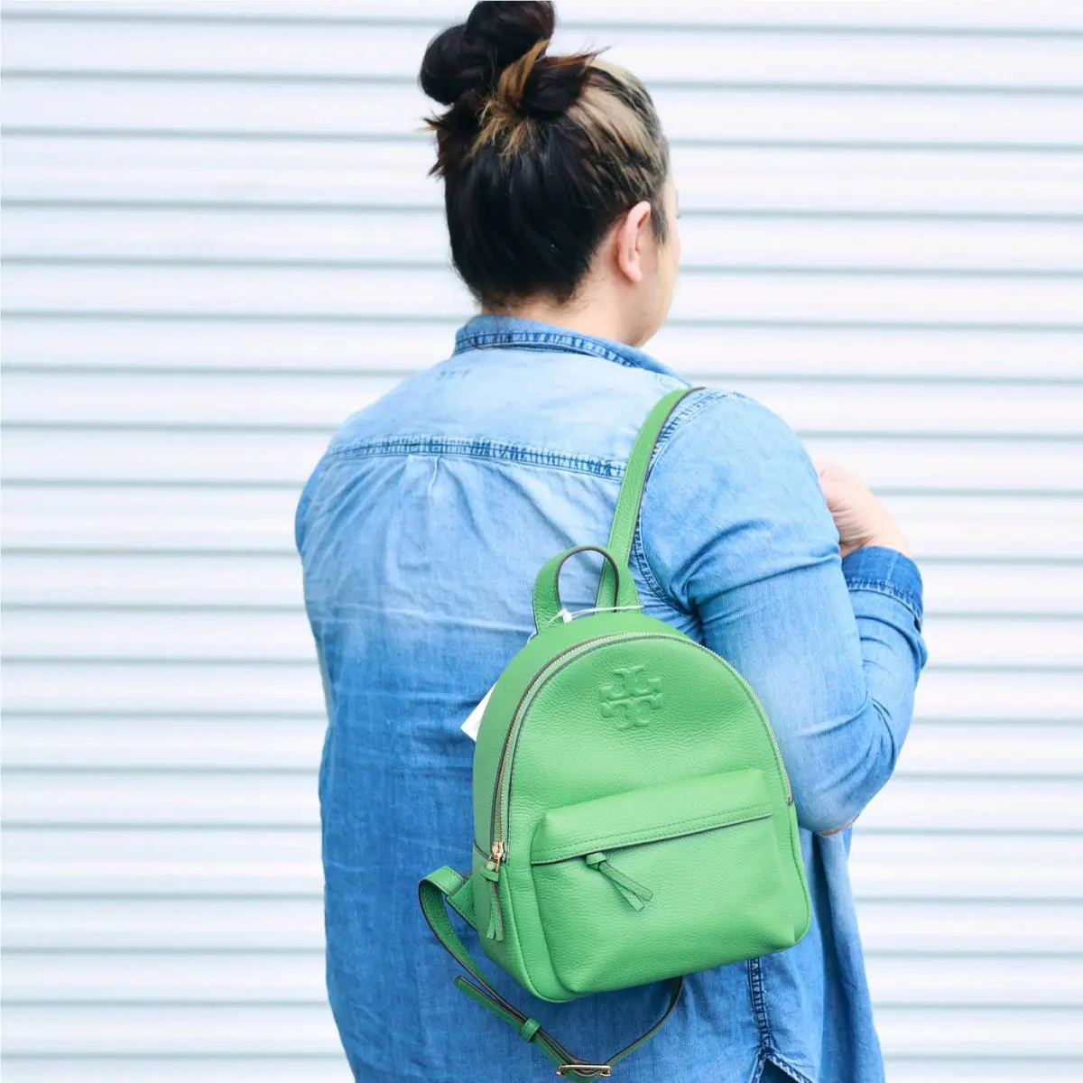Tory Burch Thea Pebble Leather Backpack Green