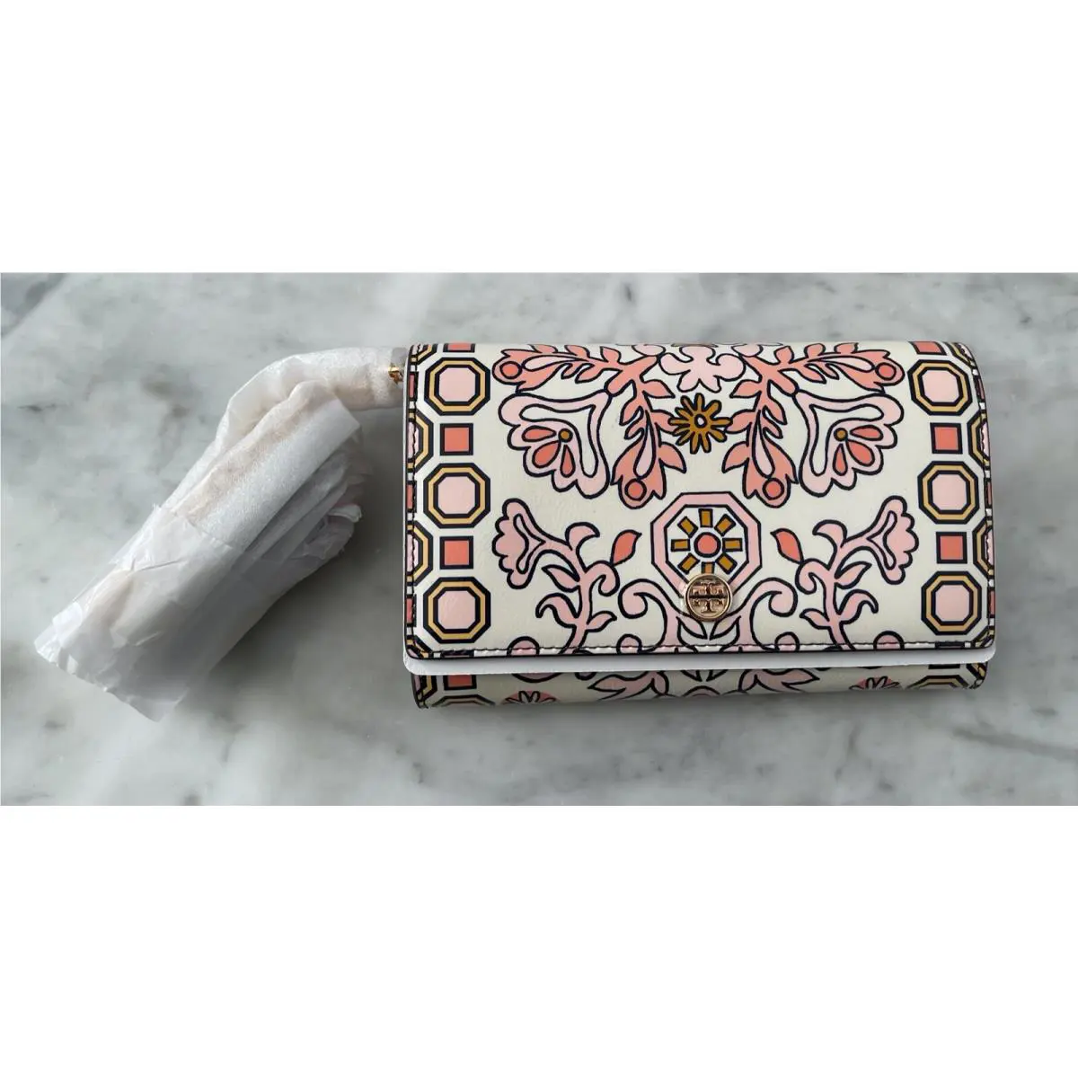 Tory Burch Hicks Garden Chain Wallet Crossbody Clutch