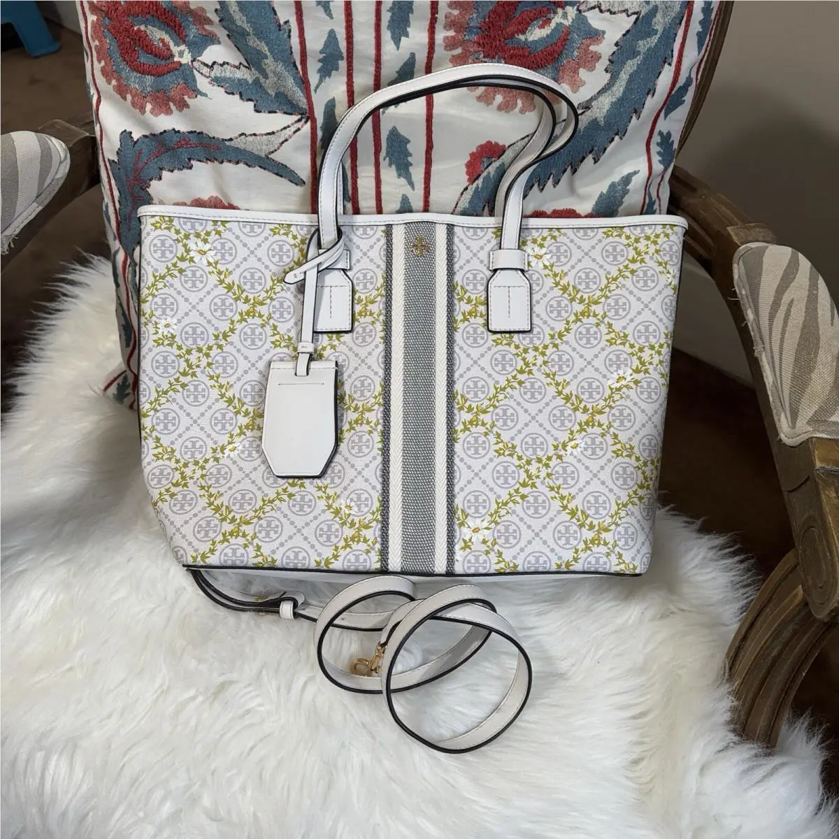 Tory Burch T Monogram Floral Vine Small Top-zip Tote Bag 82594