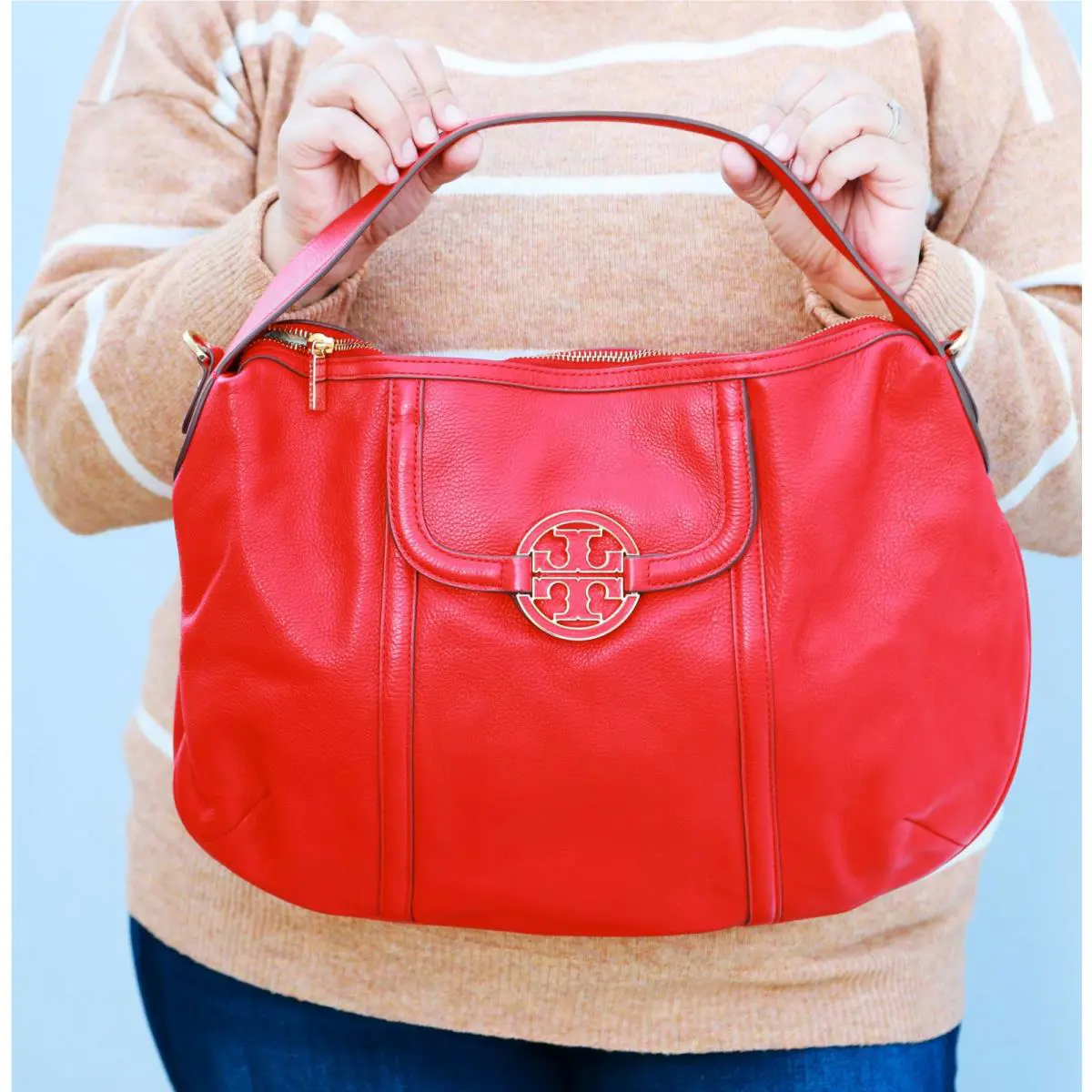 Tory Burch Amanda Shoulder Hobo Bag Lobster
