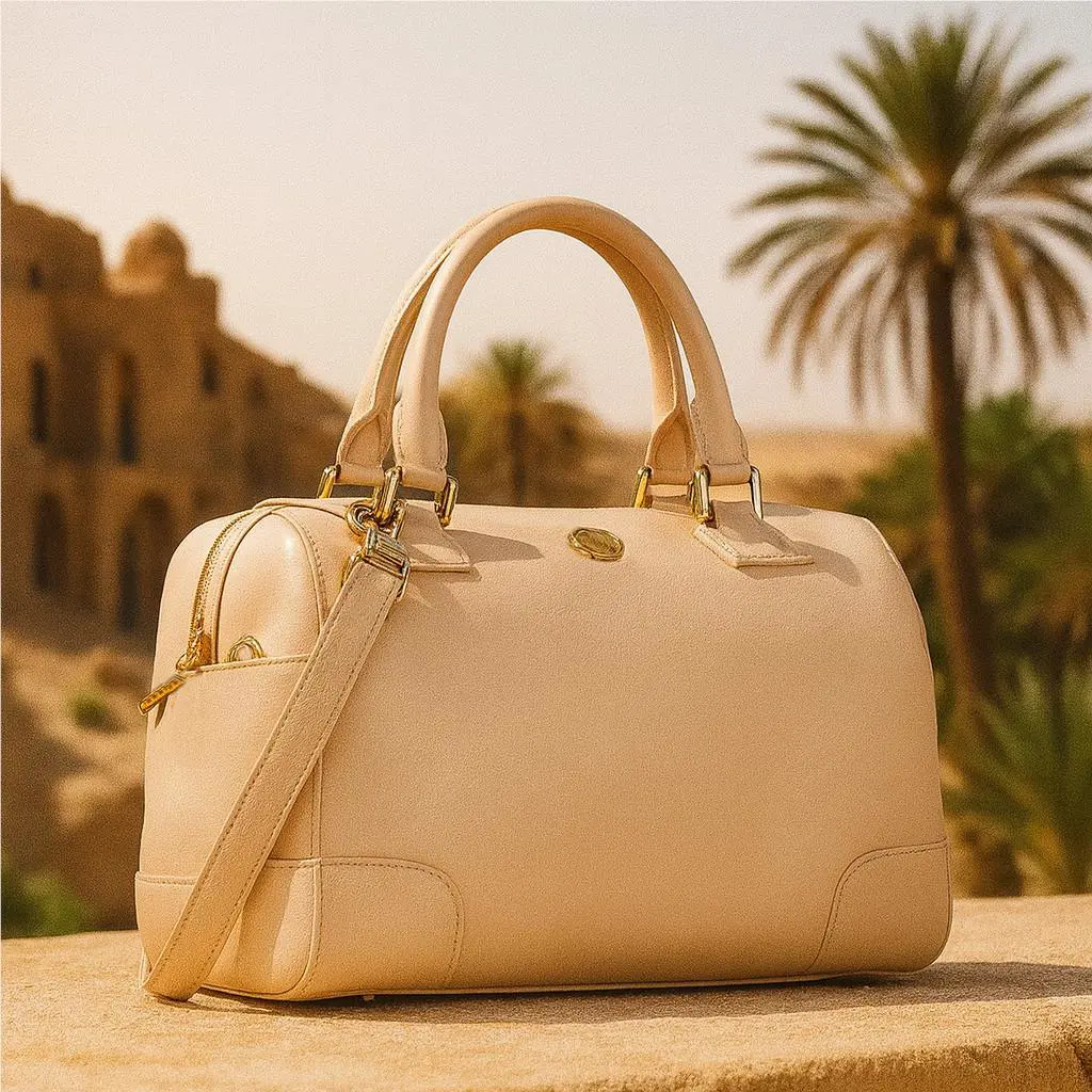 Tory Burch Robinson Middy Dark Sahara Beige Saffiano Leather Satchel Handbag