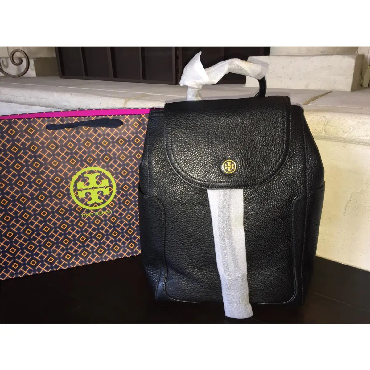 Tory Burch Frances Flap Backpack Black Gift BAG-32159741
