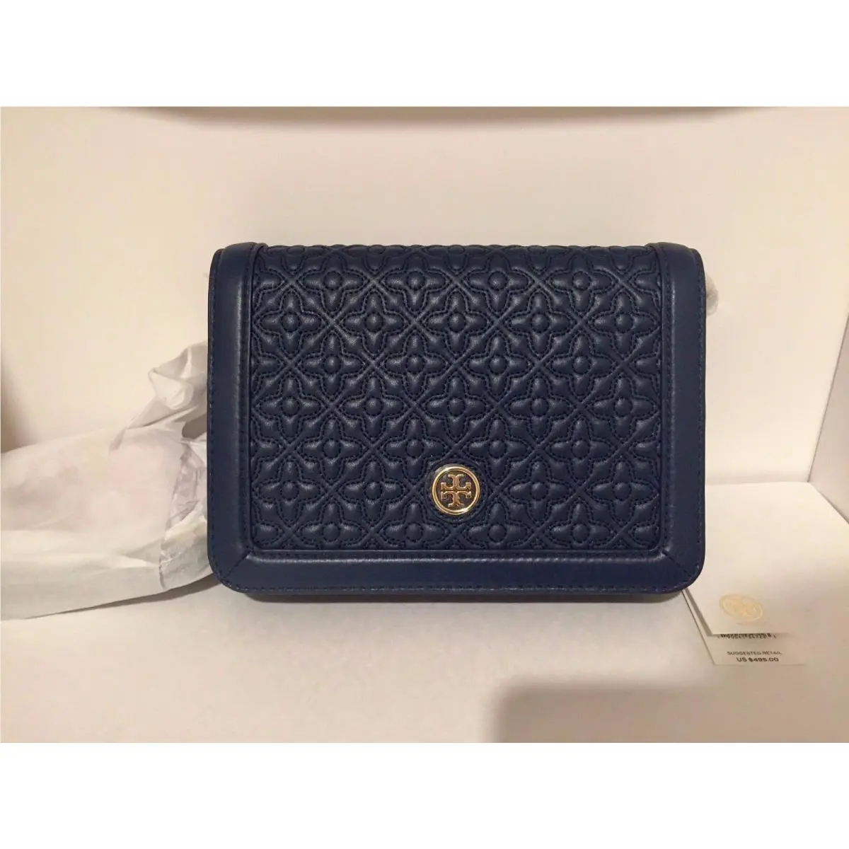 Tory Burch Women Bryant Quilted Crossbody 34801 Hudson Bay Navy