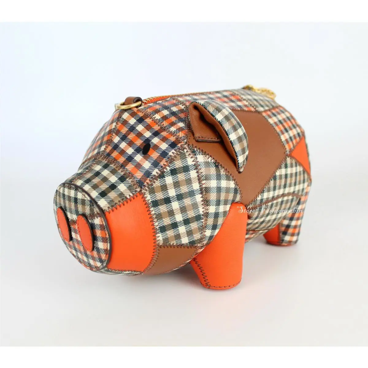 Tory Burch Peggy The Pig Patchwork Leather Mini Bag Plaid