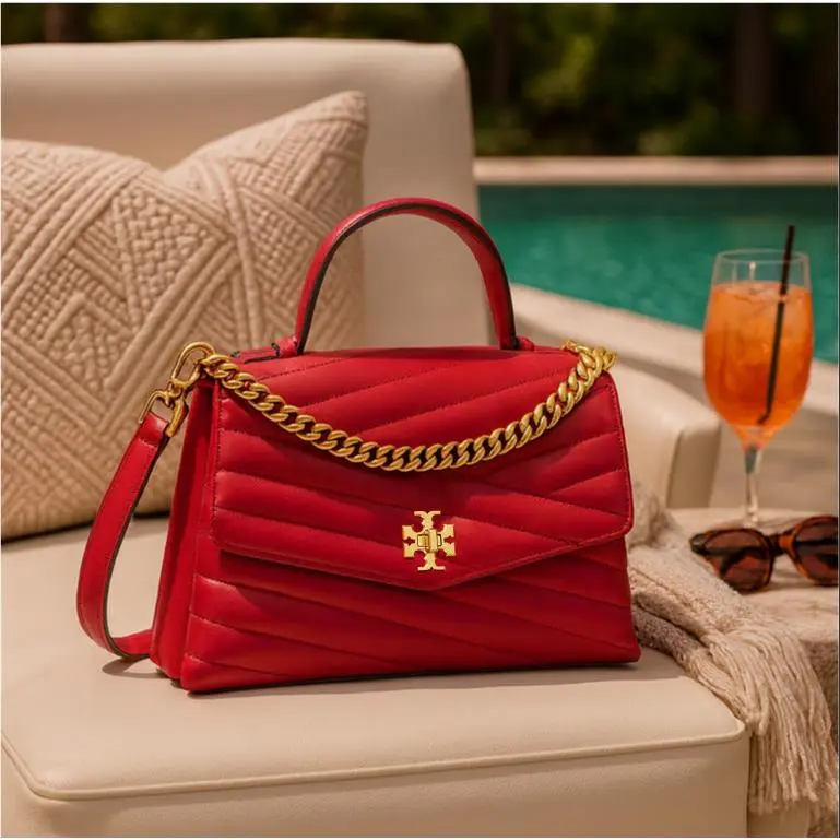 Tory Burch Kira Chevron Red Apple Top-handle Satchel/crossbody/shoulder Bag