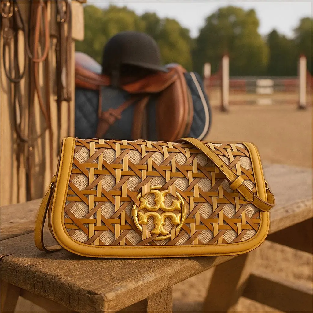 Tory Burch Miller Cornbread Tan/mustard/basket Weave Shoulder Bag/clutch