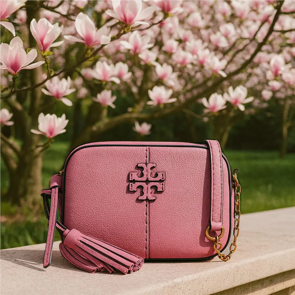 Tory Burch Mcgraw Pink Magnolia Leather Small Camera/crossbody Bag