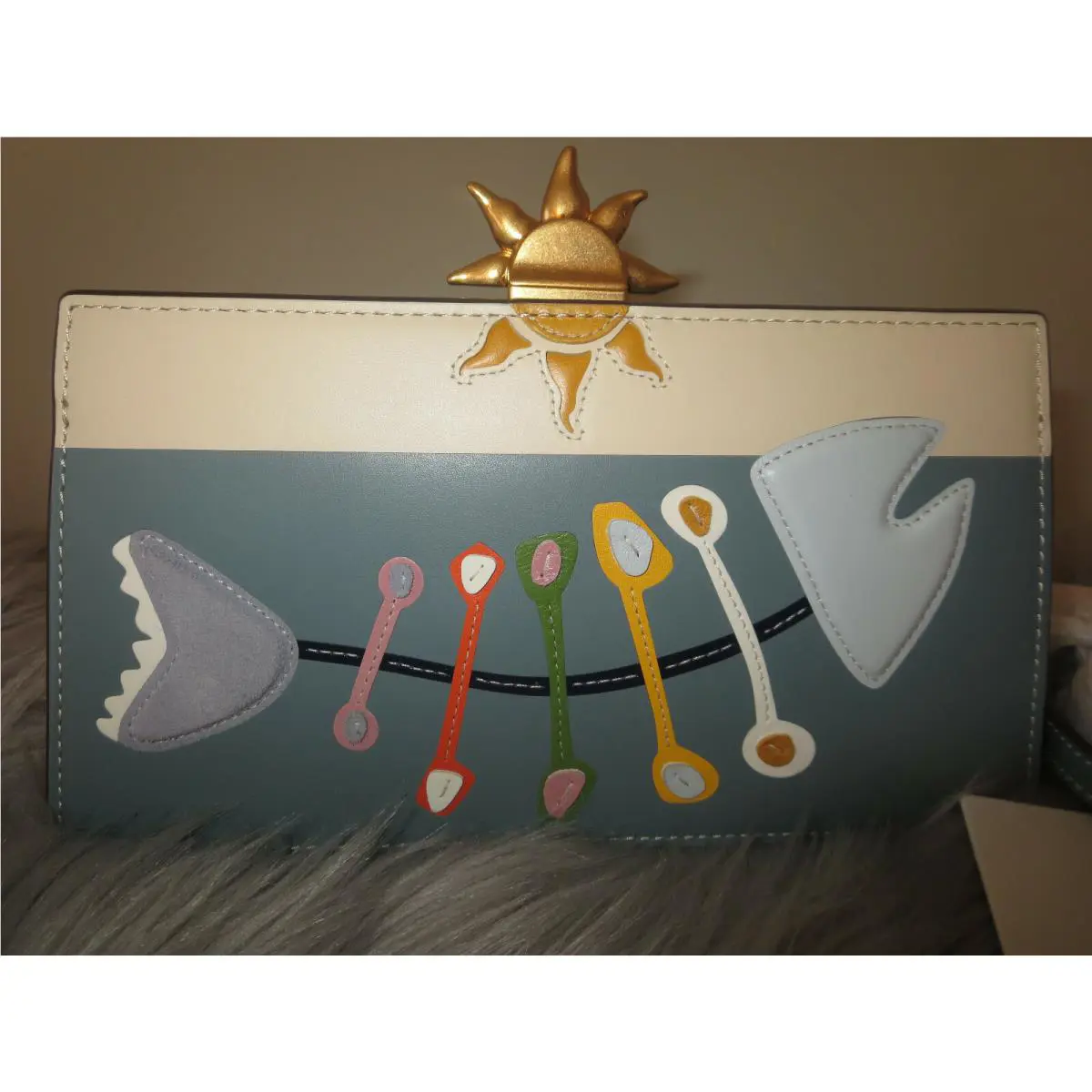 Tory Burch Fish Applique Frame Sunburst Clutch Mini Crossbody