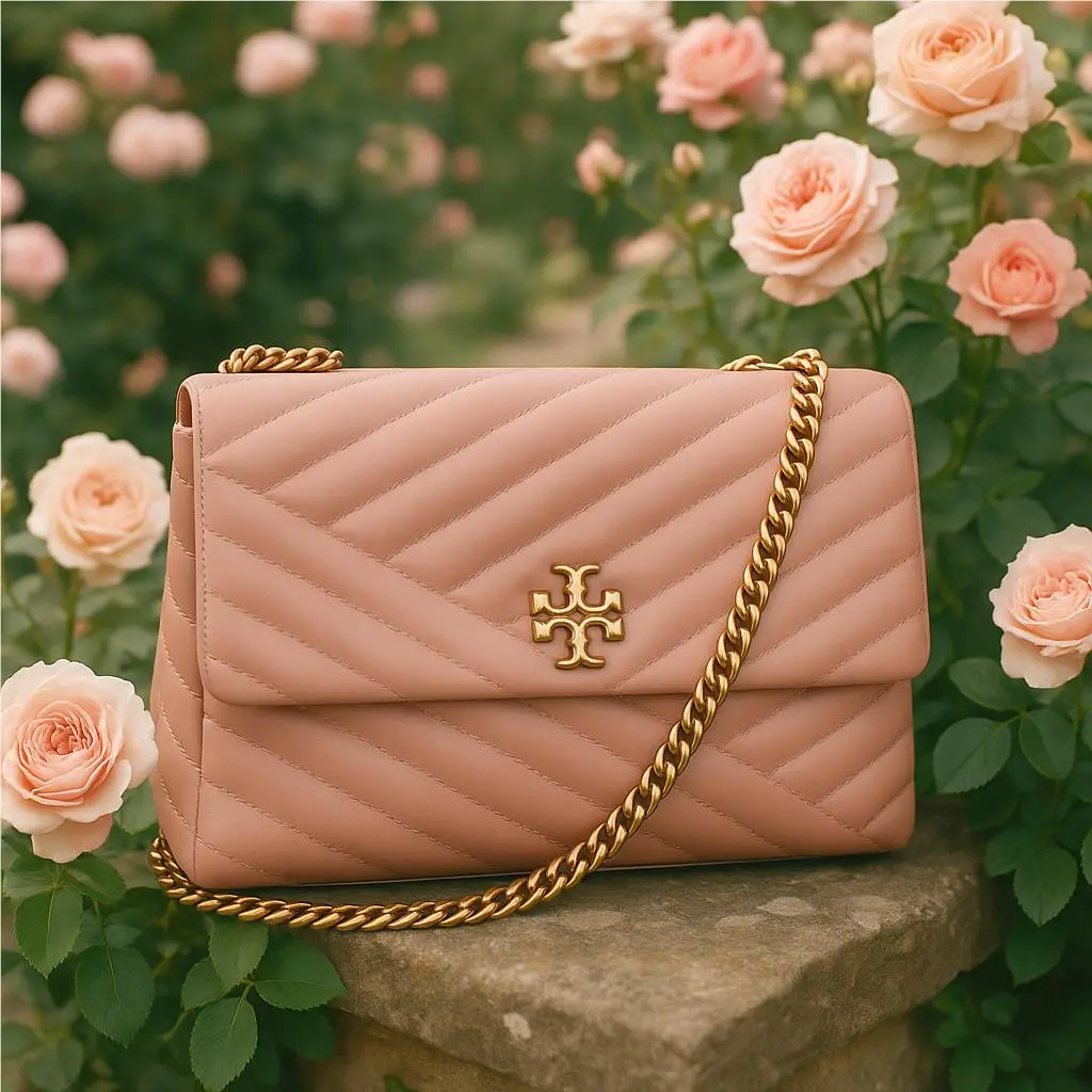 Tory Burch Kira Chevron Meadowsweet Pink Leather Shoulder/crossbody Bag