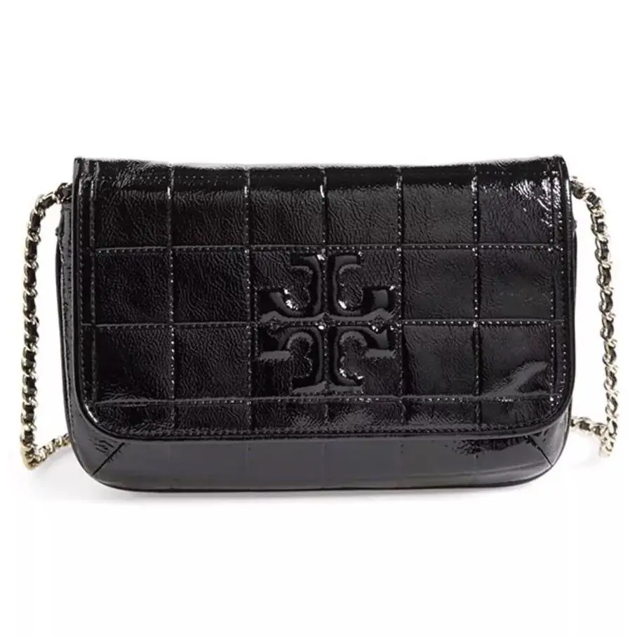 Marion Quilted Patent Clutch Black Gift Bag -32159753 by Tory Burch