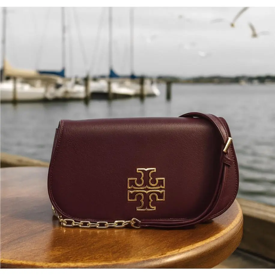 Tory Burch Britten Red Agate Leather Crossbody Bag/clutch/shoulder Bag
