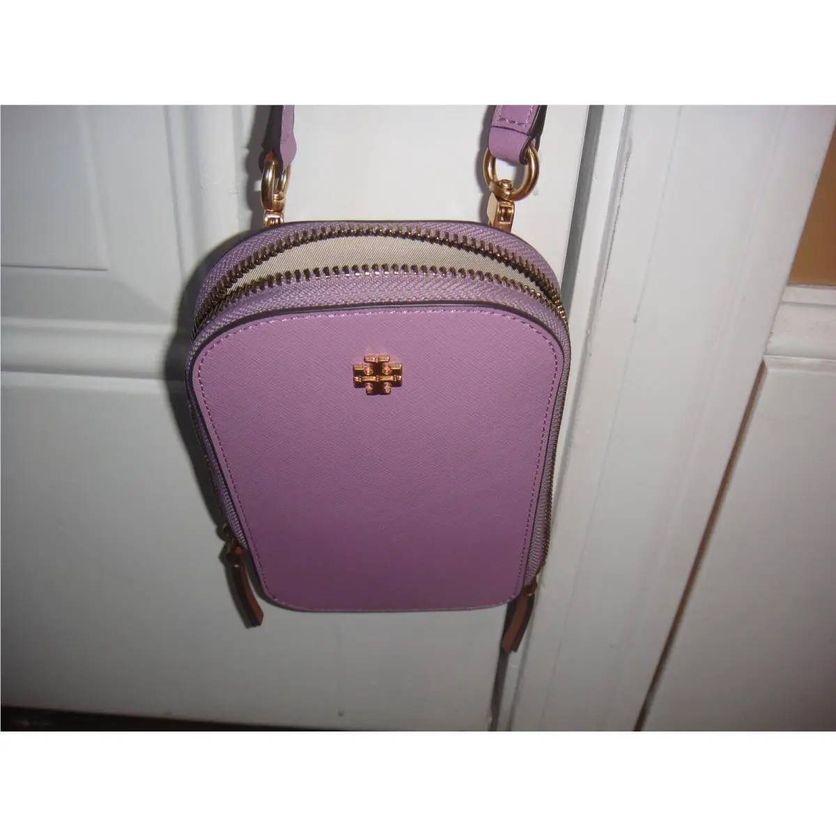 Tory Burch Emerson Colorblock Leather Phone Holder Crossbody Bag Retail