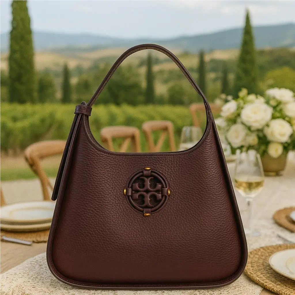 Tory Burch Miller Burgundy Leather Small Hobo/crossbody Bag/shoulder Bag