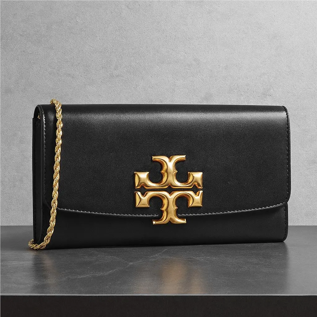 Tory Burch Eleanor Black Leather Convertible Chain Strap Shoulder Bag/clutch