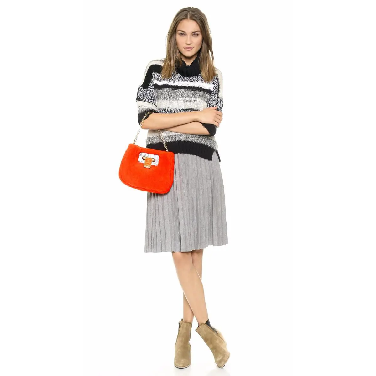 Fun Fur Clutch-equestrian Orange-$550 Shearling by Tory Burch