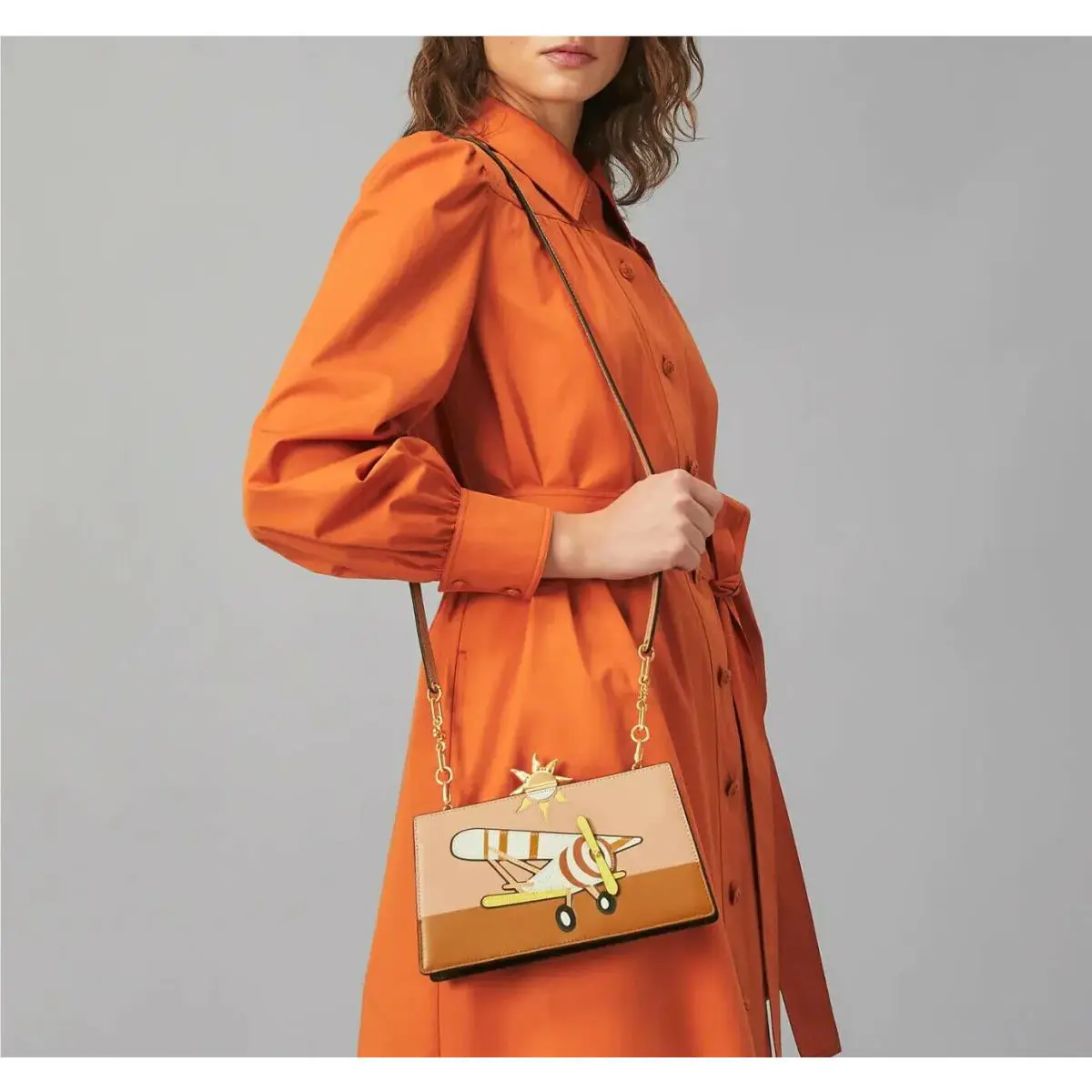 Tory Burch Frame Plane-appliqué Leather Crossbody Bag Pink Moon