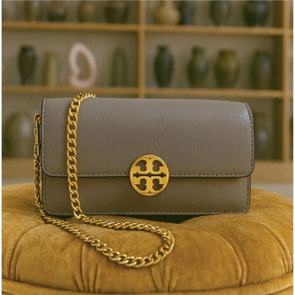 Tory Burch Chelsea Gray Chain Strap Mini Shoulder Bag/clutch Removable Strap
