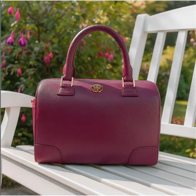 Tory Burch Robinson Middy Raspberry Pink Saffiano Leather Satchel Bag