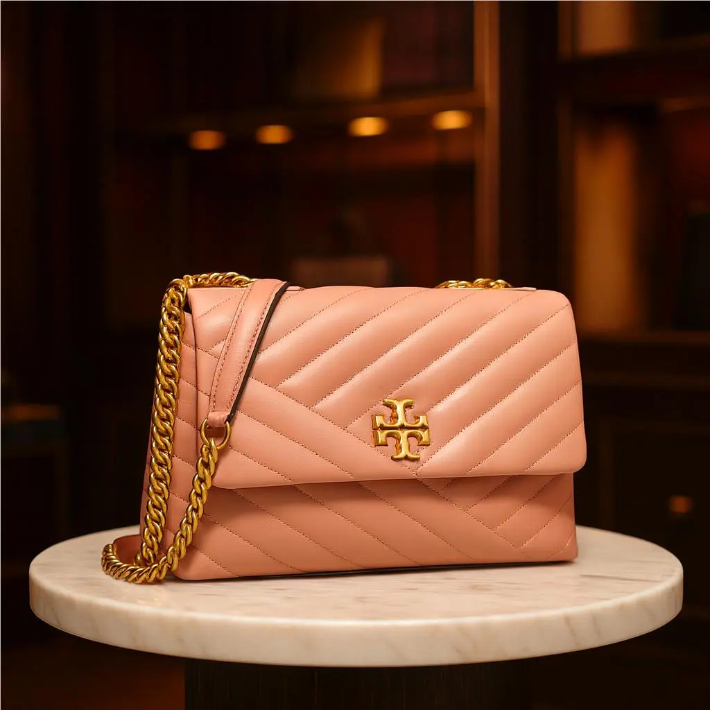 Tory Burch Kira Chevron Meadowsweet Pink Small Convertible Shoulder Bag