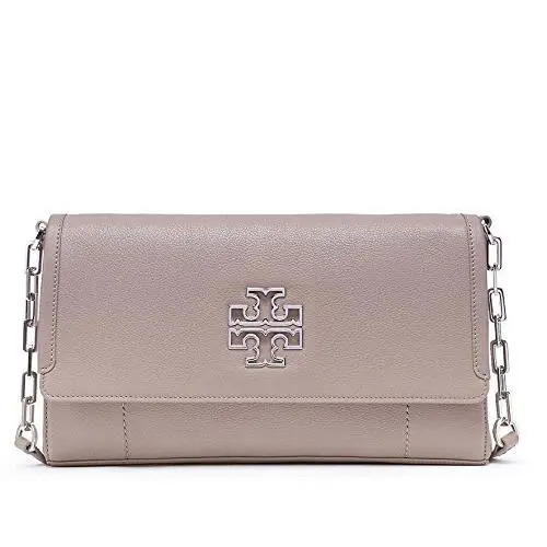 Tory Burch IN Plastic Rare Britten Fold-over Messenger Chain Gray