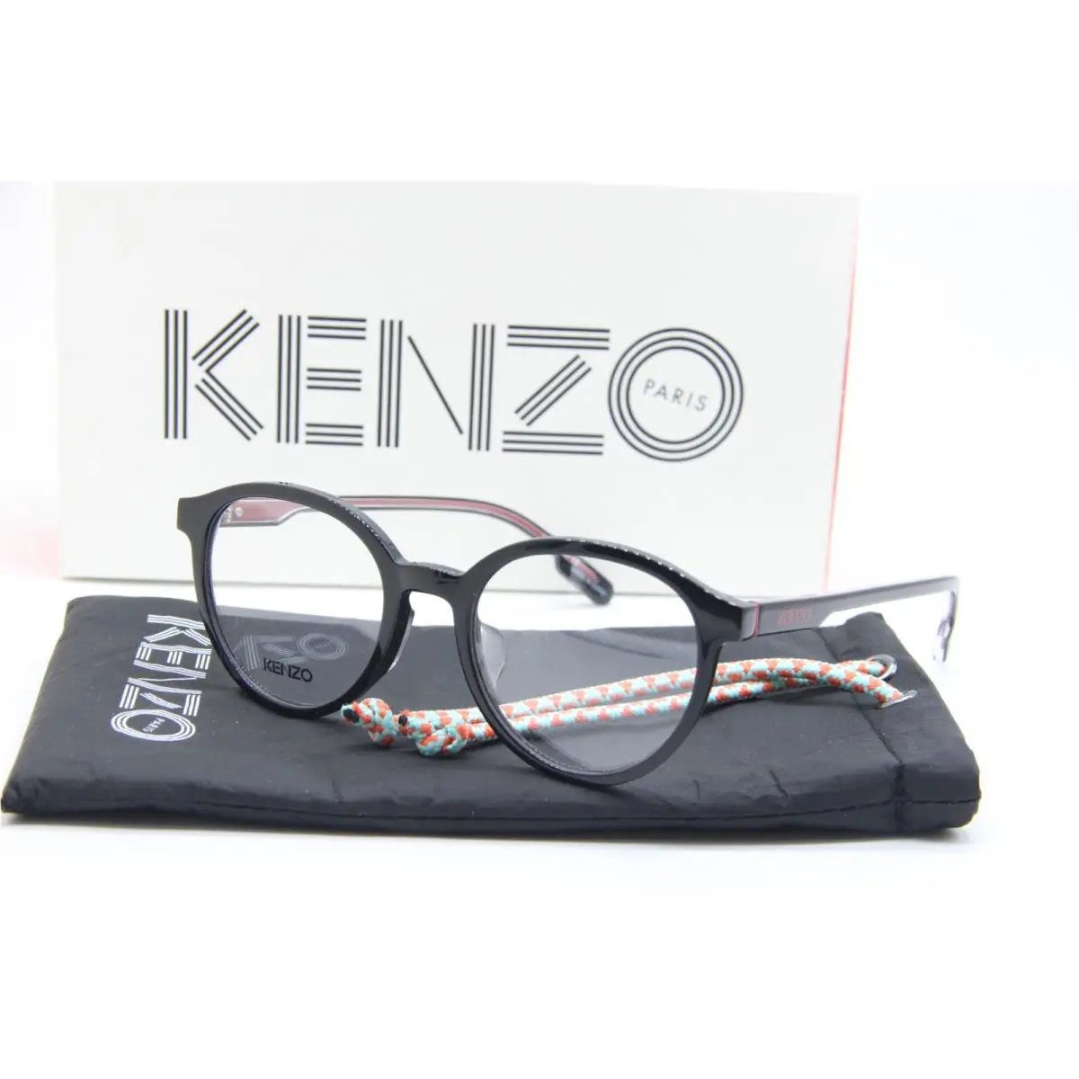 Kenzo KZ 50103F 003 Black Red Eyeglasses W/case 50-19