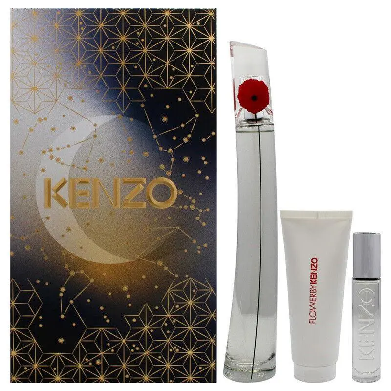 Kenzo Flower Women 3 Pcs Set 3.3 oz 0.34 oz Edp Spray Body Milk