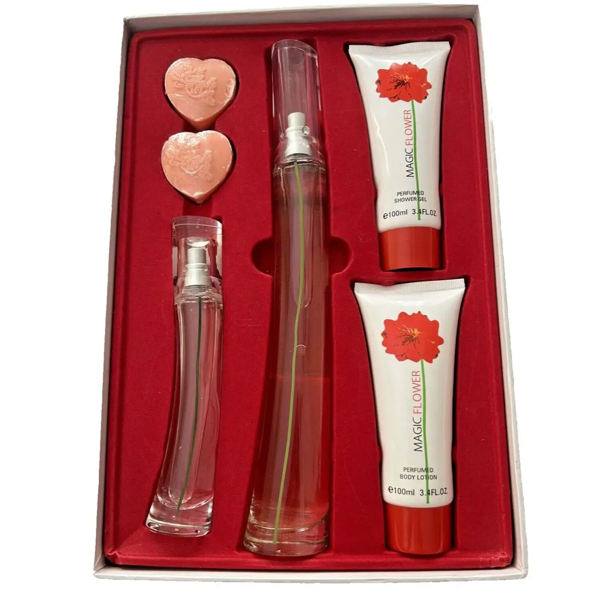 Kenzo Magic Flowers 6 Pcs Gift Set Edp 3.4oz+1.0oz Gel 3.4oz+BL 3.4oz+Soap 2pcs