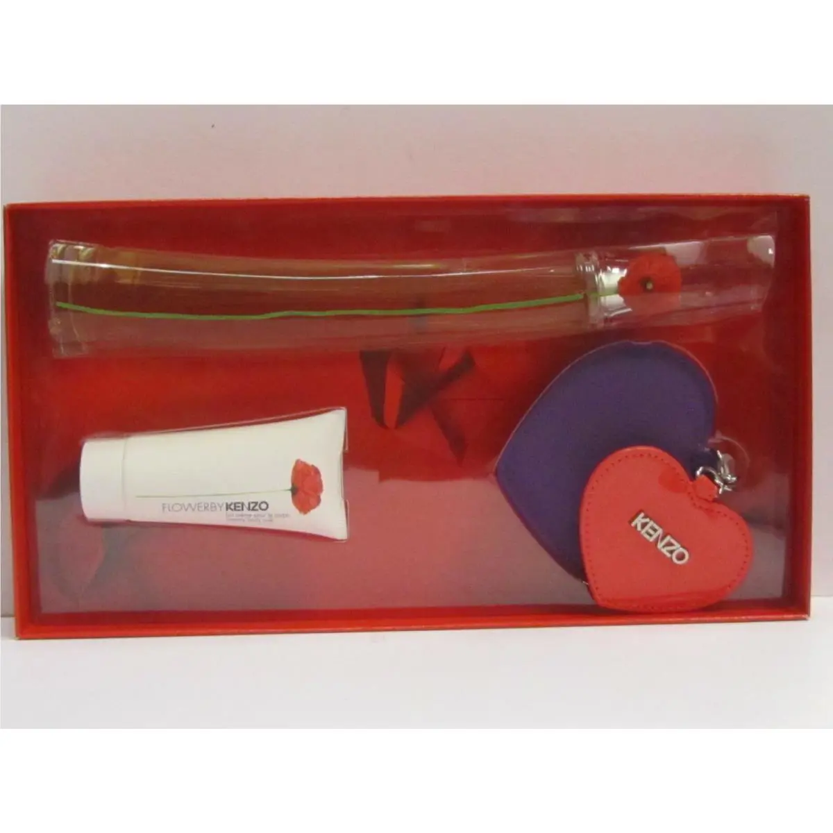 Flower by Kenzo Women Perfume 3 Pcs Set 3.4 oz Edp Spray + Body Milk + Jewel Bag