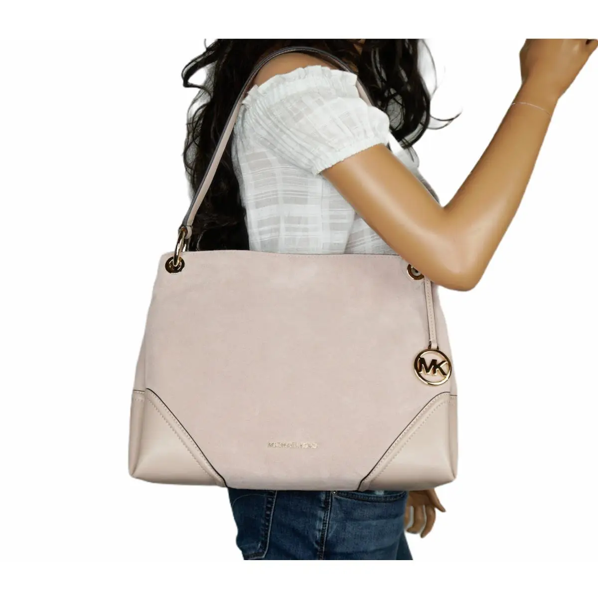 Medium Leather Shoulder Tote Pink Powder Blush by Michael Kors