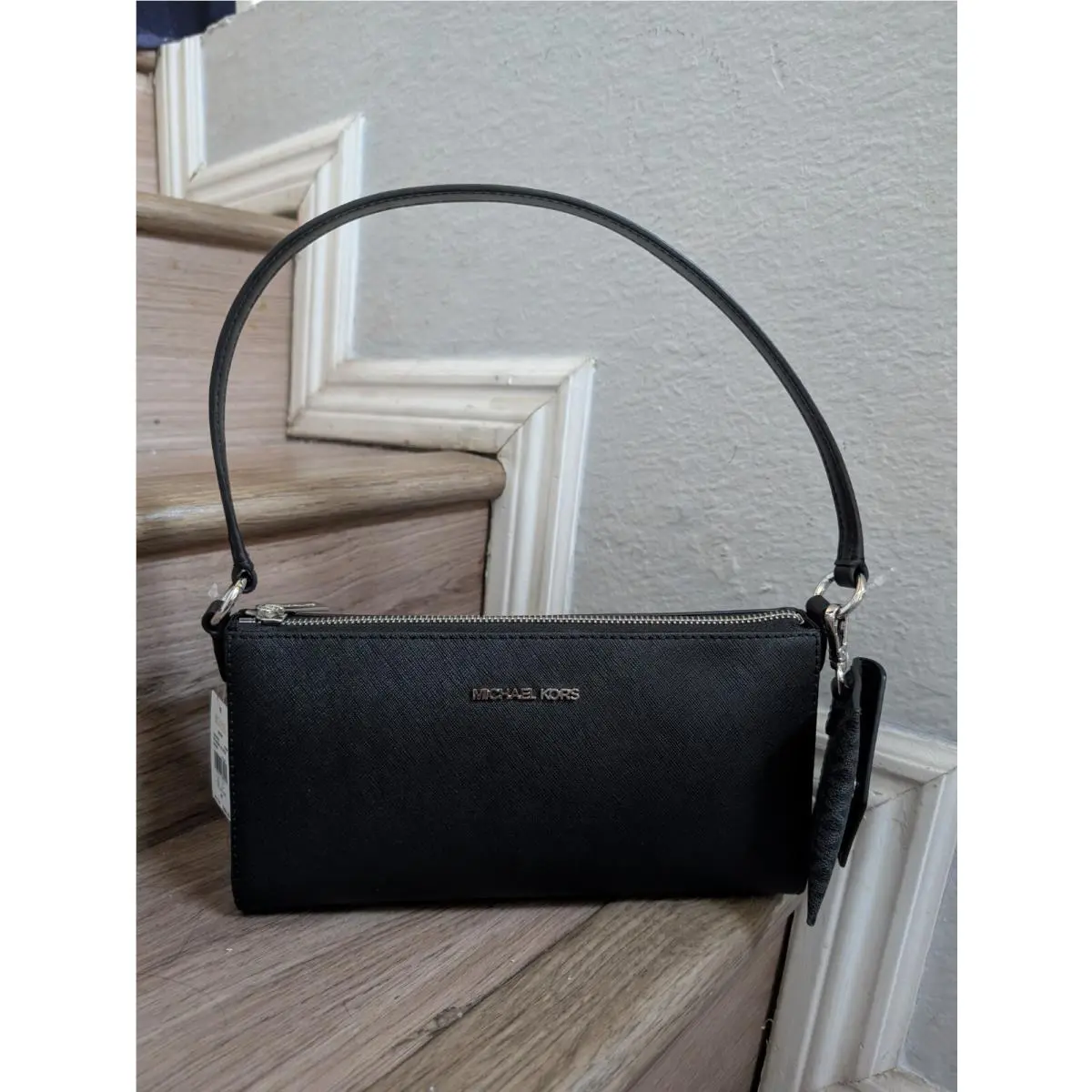 Michael Kors Vincent MD Leather Pouchette Shoulder Bag with Card Holder