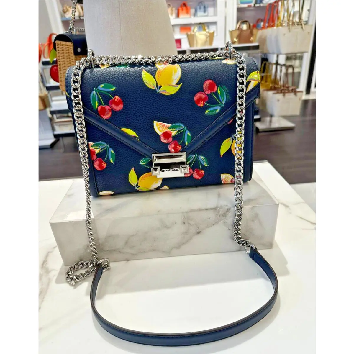 Michael Kors Whitney Medium Bag Purse Shoulder Bag Crossbody Handbag Purse Navy