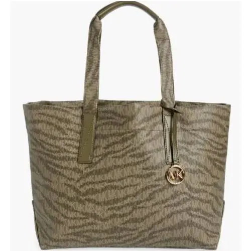 Michael Kors Handbag Large Purse Logo Animal Print Tote Green Color