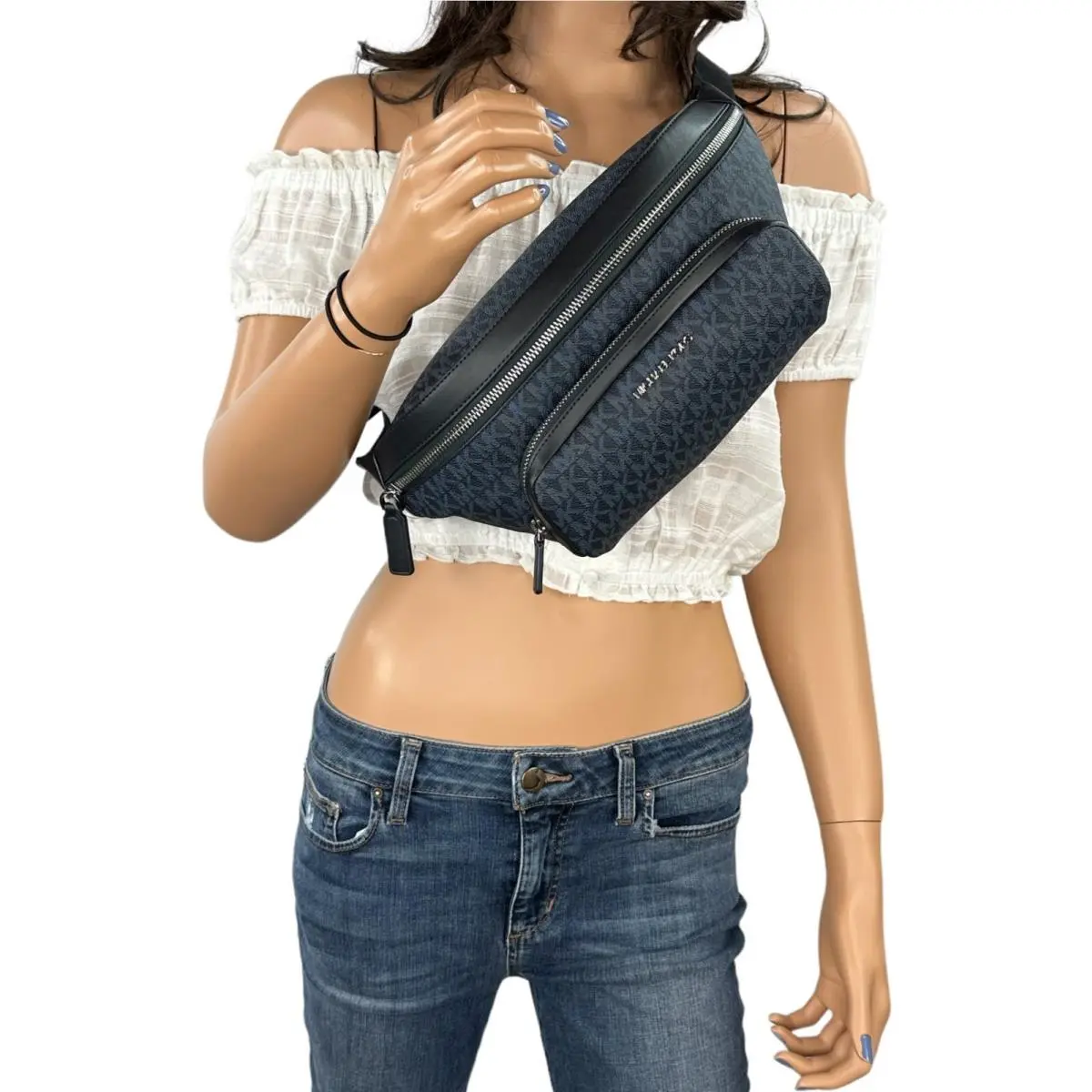 Michael Kor Cooper Large Utility Belt Waist Bag Fanny Packs MK Admiral Pale Blue