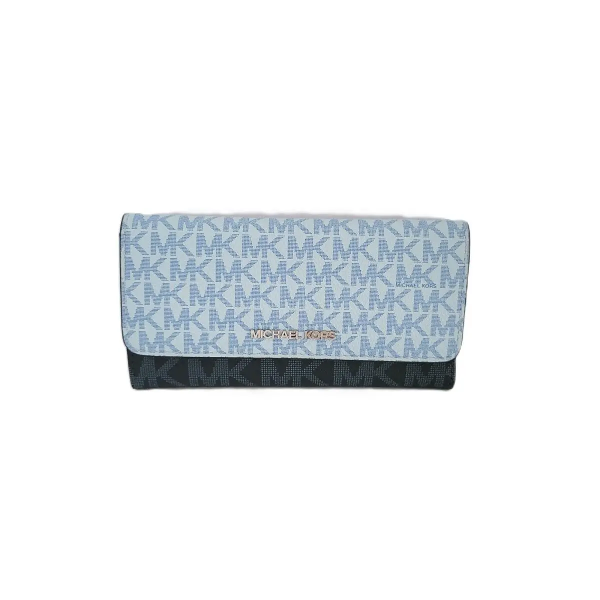 Michael Kors Jet Set Travel Women PU Blend Tri-fold Card Wallet Pale Ocean Multi