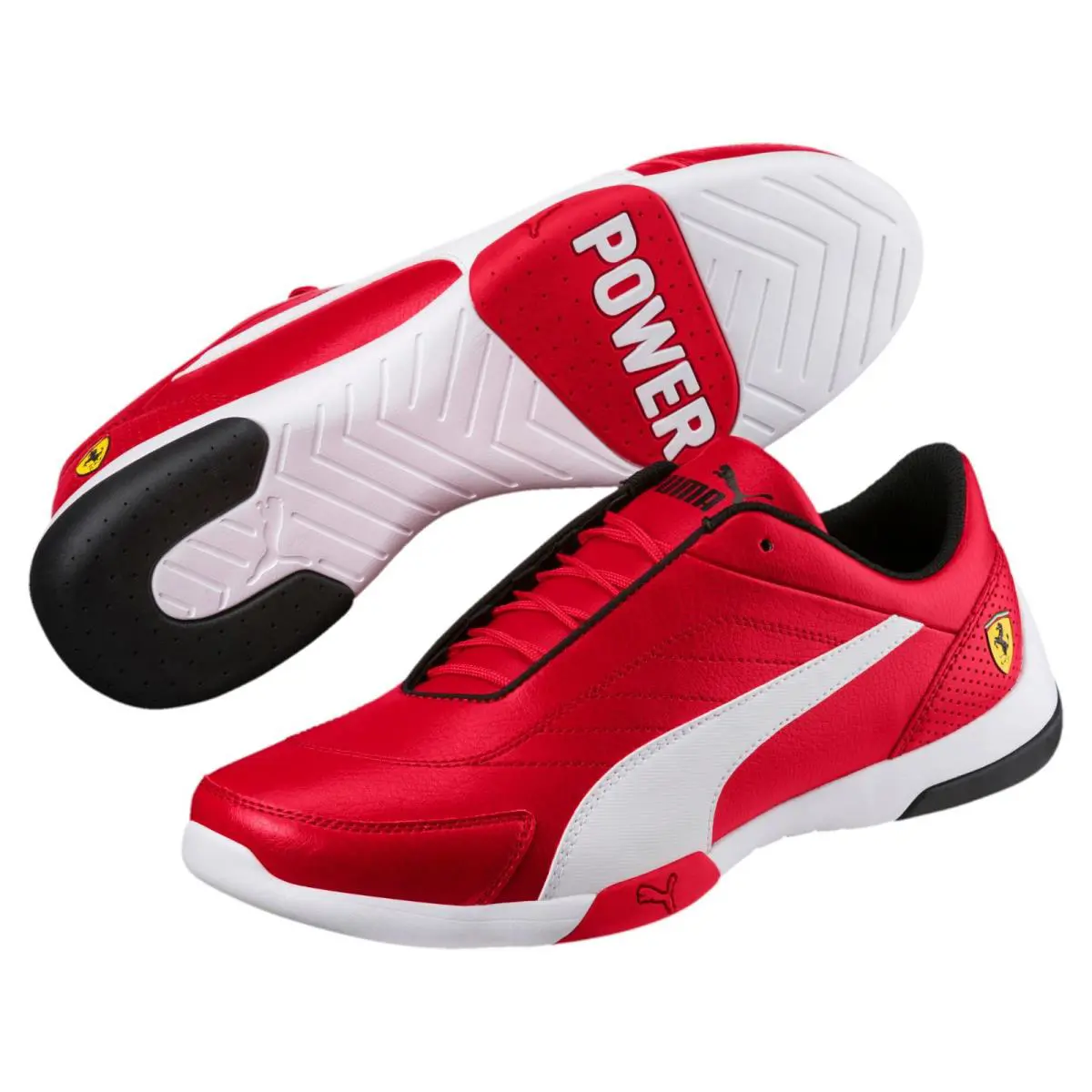Mens Puma Ferrari Kart Cat Iii Sneakers Shoes Rosso Corsa Red 306219-01 - Rosso Corsa-Puma White