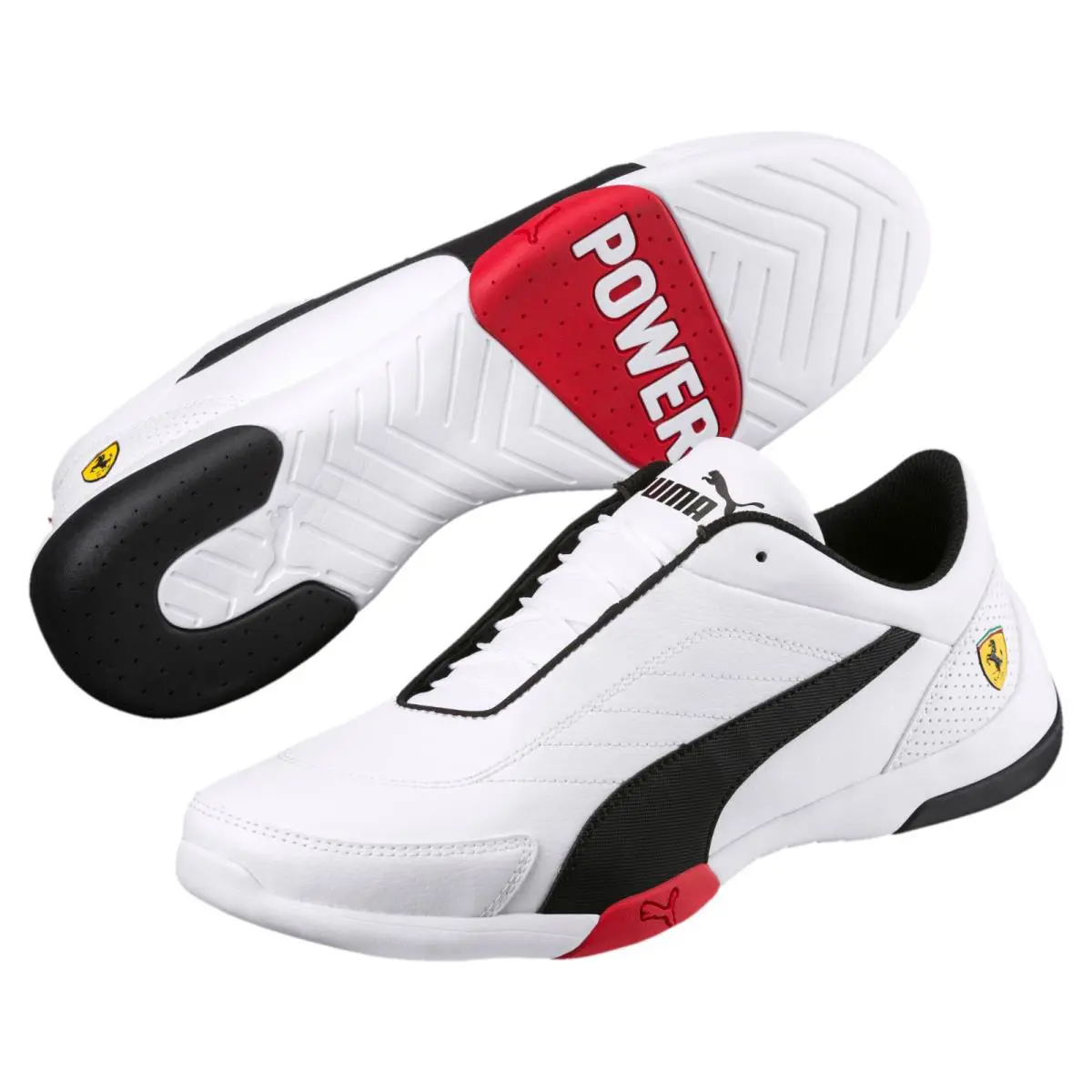Puma Mens Ferrari Kart Cat Iii Sneakers Shoes White Black Men`s 306219-03 - Puma White-Puma Black