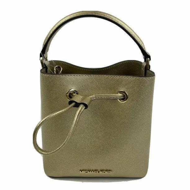 Michael Kors Suri Small Bucket Crossbody Gold Leather Bag 35T1GU2C5M FS
