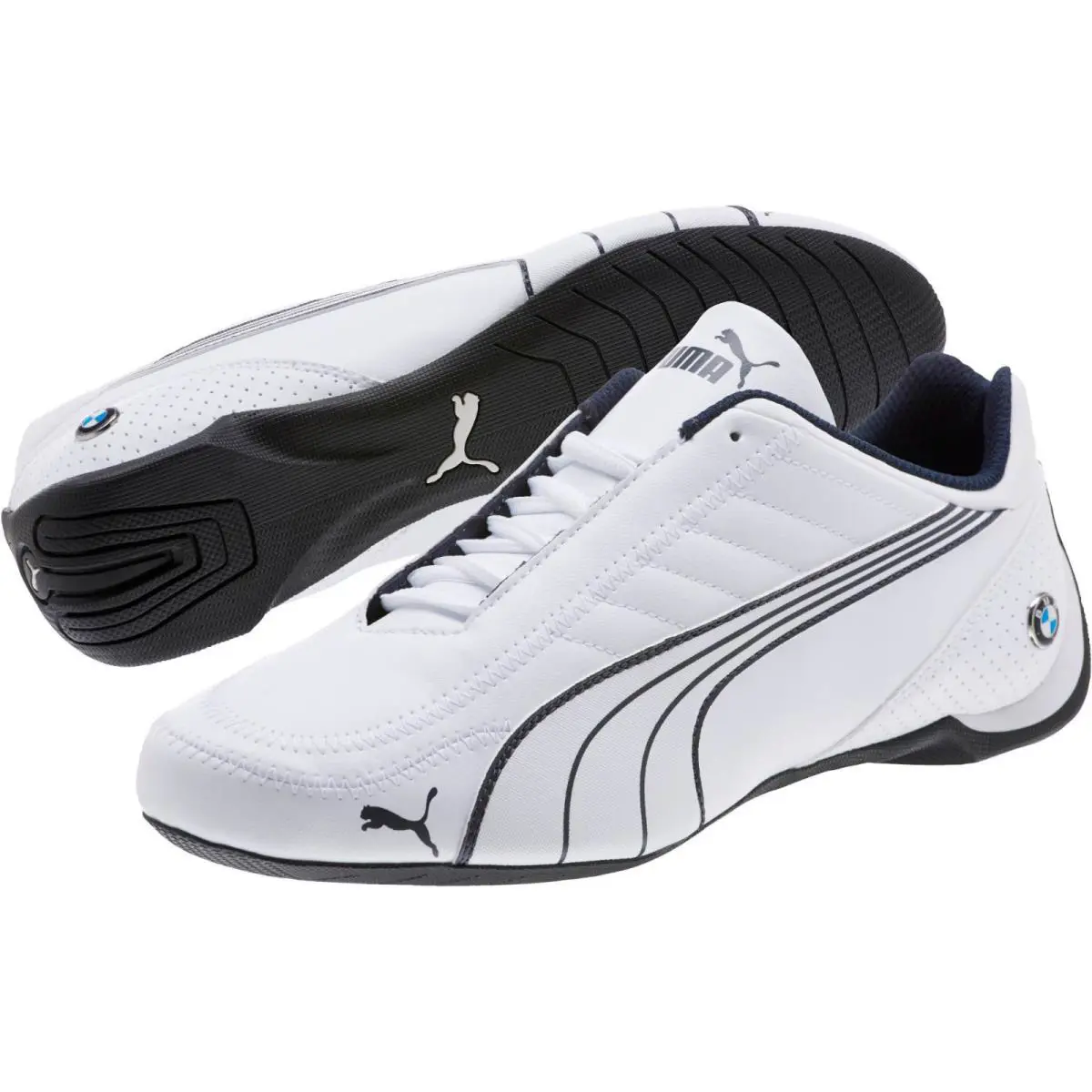 Men`s Puma Future Kart Cat Bmw Motorsport Shoes White Blue Black 306216-02 - White-Team Blue-Black