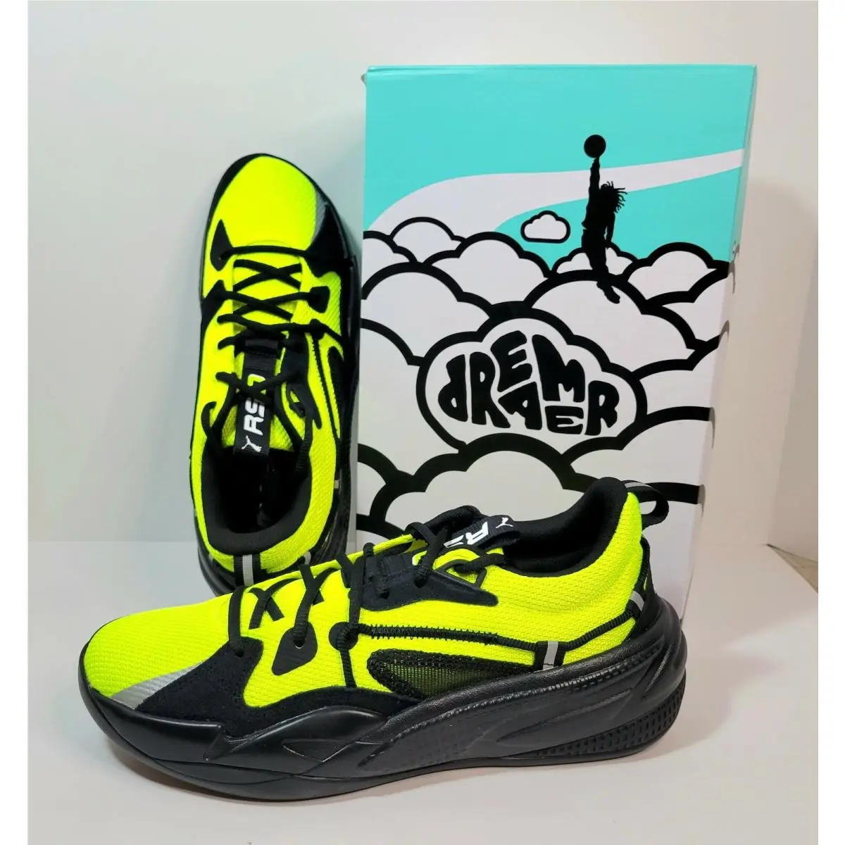 Puma Mens RS Dreamer J Cole Basketball Shoes Sneakers Volt Green Black Size 10.5