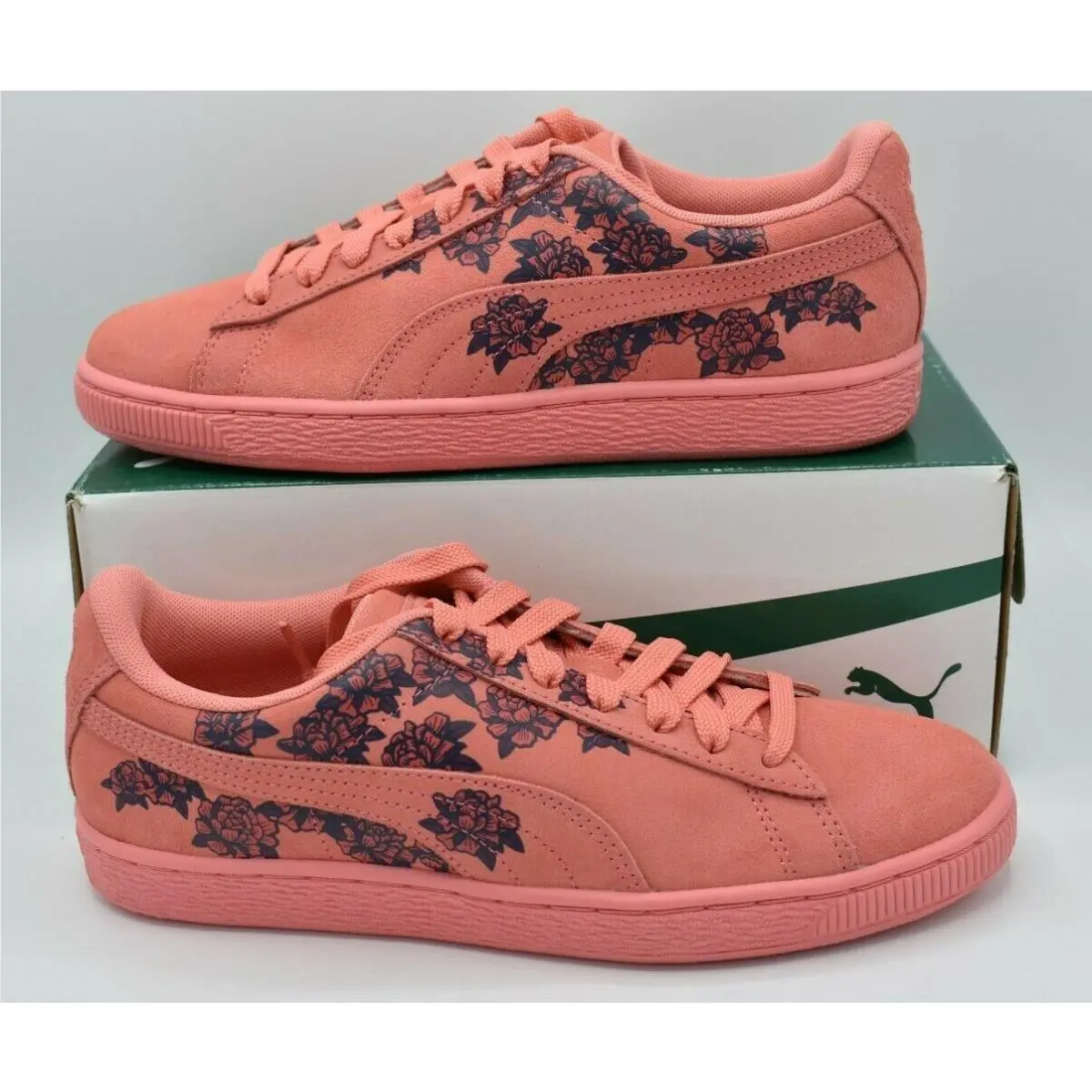 Puma Womens Size 8 Tol Graphic Floral Suede Shell Pink Shoes Sneakers