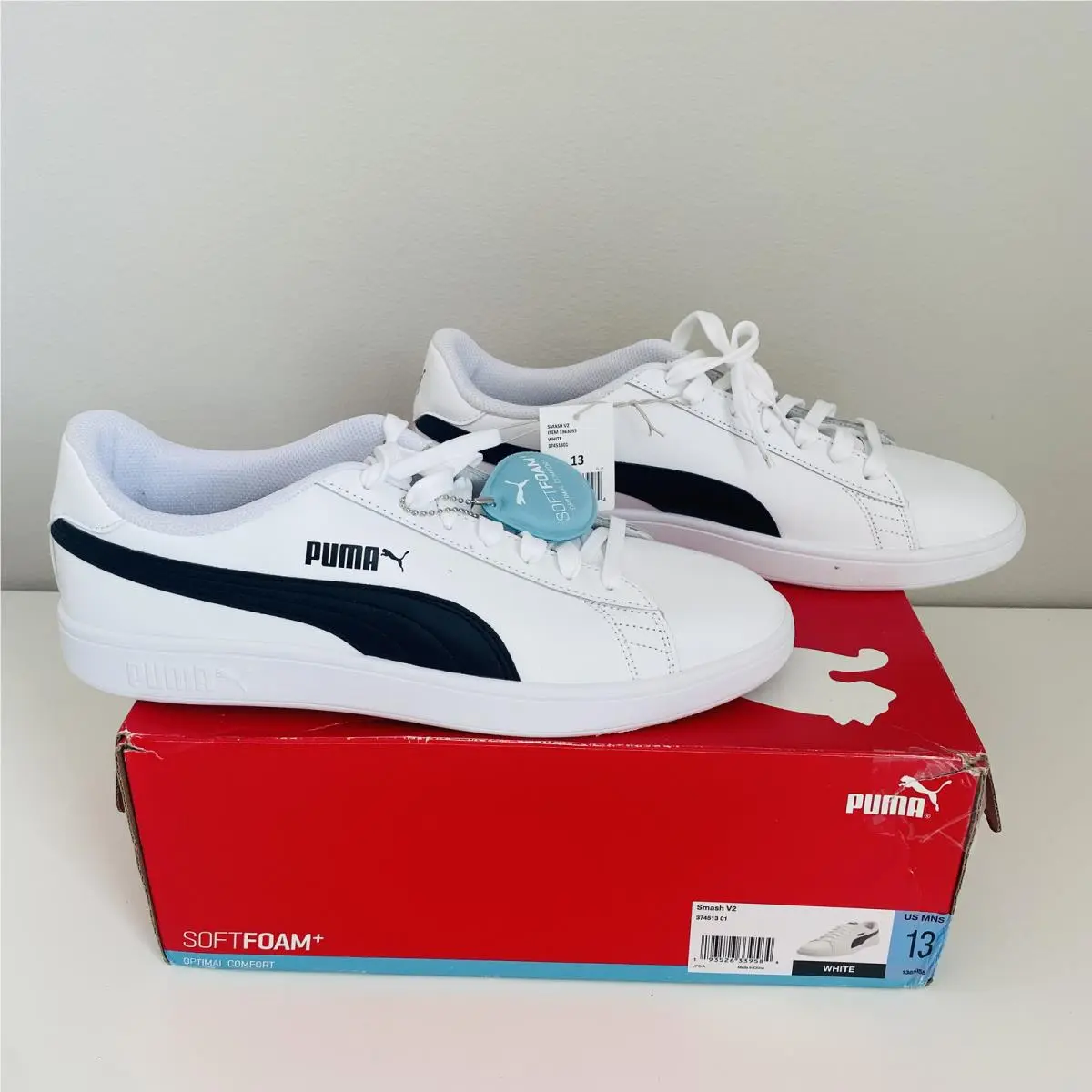 Puma Men`s Smash V2 Softfoam Optimal Confort Shoe White Size 13