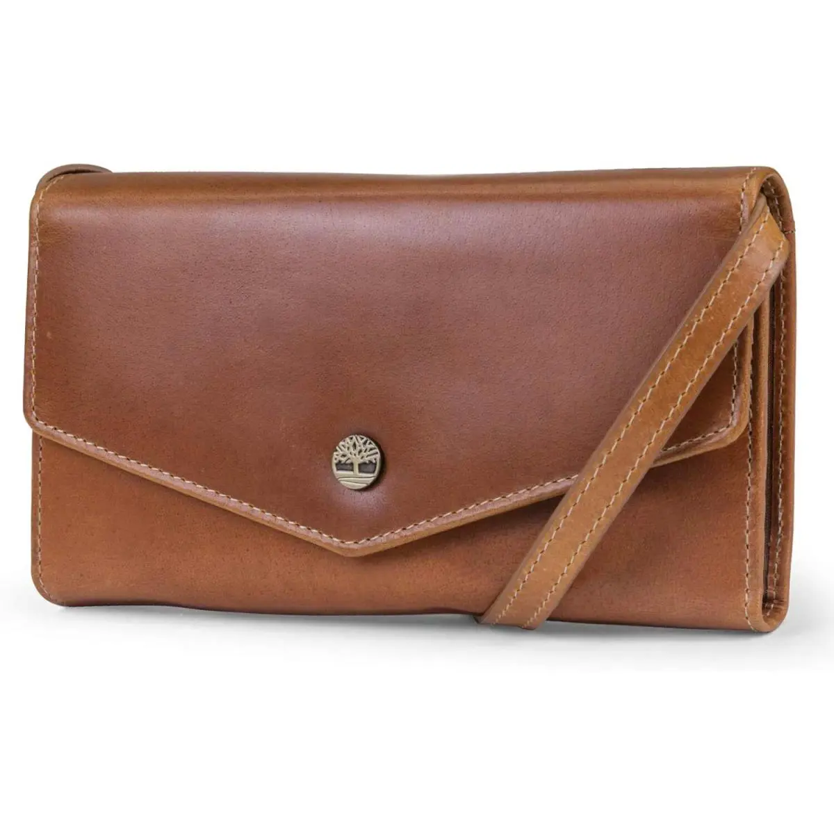 Women`s Rfid Leather Crossbody Wallet Phone Bag with Strap Cognac (Buff Apache) by Timberland