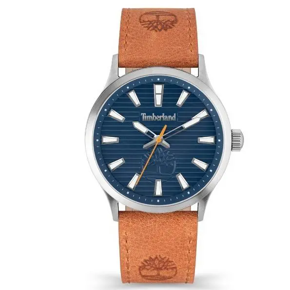 Timberland Brown Leather Strap Blue Dial Men’s Watch – Timberland - TDWGA2152001